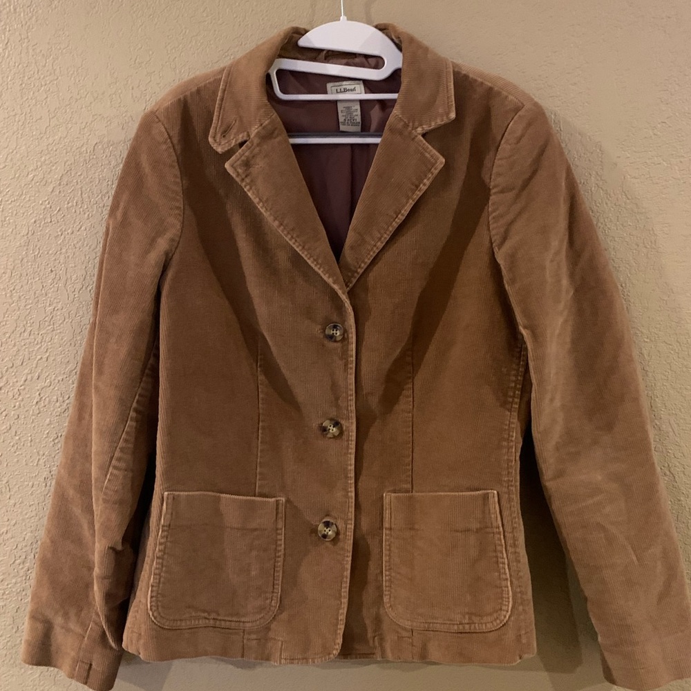 L.L. Bean Lined Tan Corduroy Blazer